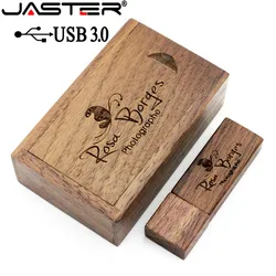 JASTER USB 3.0+box Wood maple usb flash drive pendrive 4GB 8GB 16GB 32GB 64GB memory stick 1PCS free custom logo