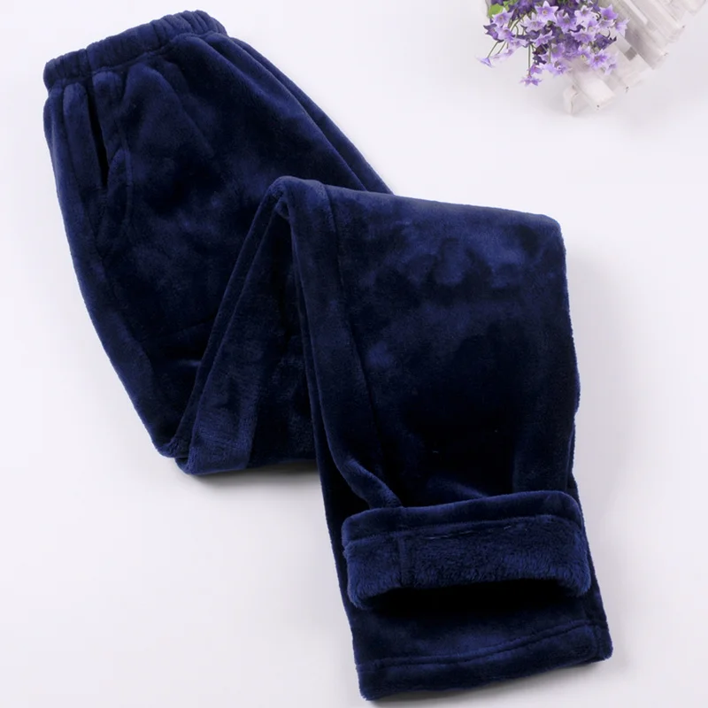 Men Sleep Bottoms Couple Flannel Coral Fleece Winter Warm Soft Pajamas  Pants wear Casual Print Comfortable Loungewear