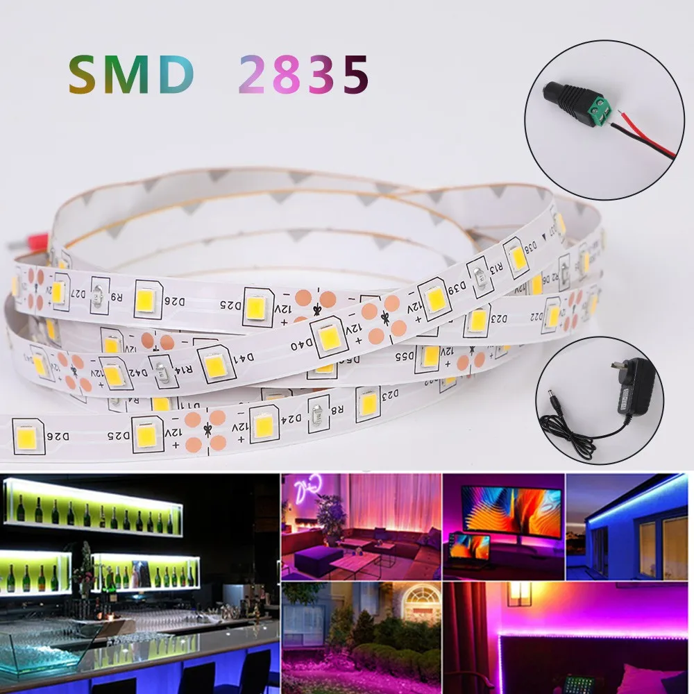 Dc 12V 2835 Neon Led Strip Licht Rgb Lamp Lint Waterdicht 5M 60LED/M Rgb Led Strip voor Kamer Ingericht Festival Vakantie Licht