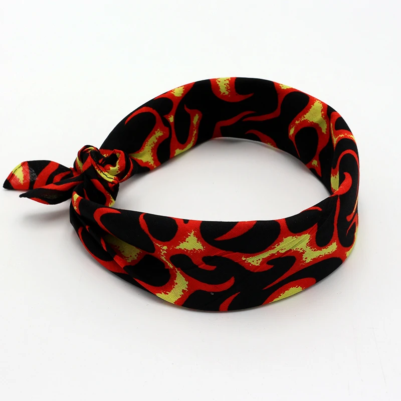 Flame Cotton Square Scarf For Men Trend Hiphop Street Dance Bandana Headband Headscarf Headwear