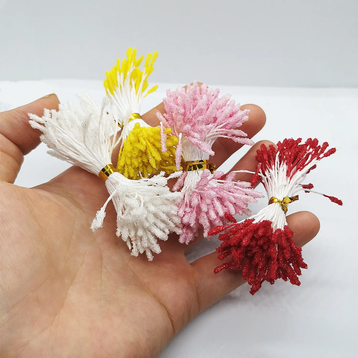 500pcs 2mm/0.078inch Mixed Double Heads DIY Artificial Mini Pearl Flower Stamen Pistil Floral Stamen For Wedding Decoration DIY