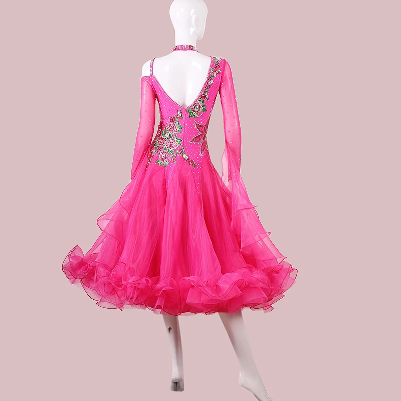 Sexy Women Ballroom Dance  Dress  New  Long Sleeves Modern  Dance  Costumes High-end Big  Swing  Waltz  Dancing  Dresses