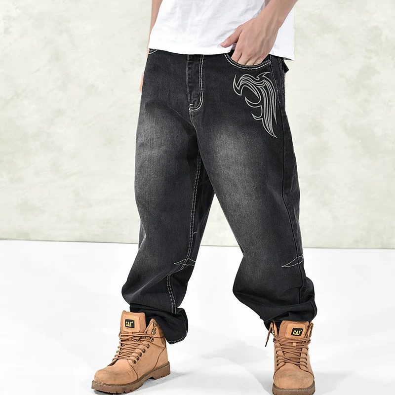 46 Plus Size 2021 Summer High Quality Chic Men\'s Baggy Male Casual Denim Straight Pants Fashion Jeans Loose Trousers Streetwear