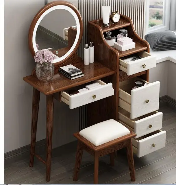 Light luxury dressing table desk INS wind integrated LED lamp mirror small family dresser