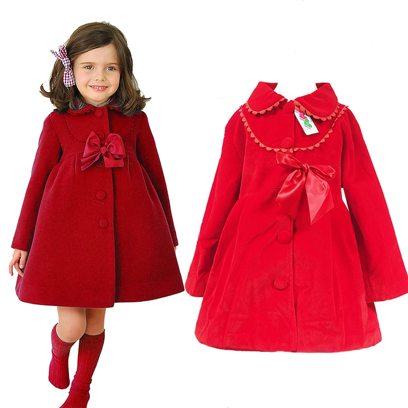 

Kids Coat For Girls Winter Warm Jackets Cute Bow Kids Girl Lace Cotton Coat Thick Velvet Autumn Outerwear Girls Clothes 3-8Y