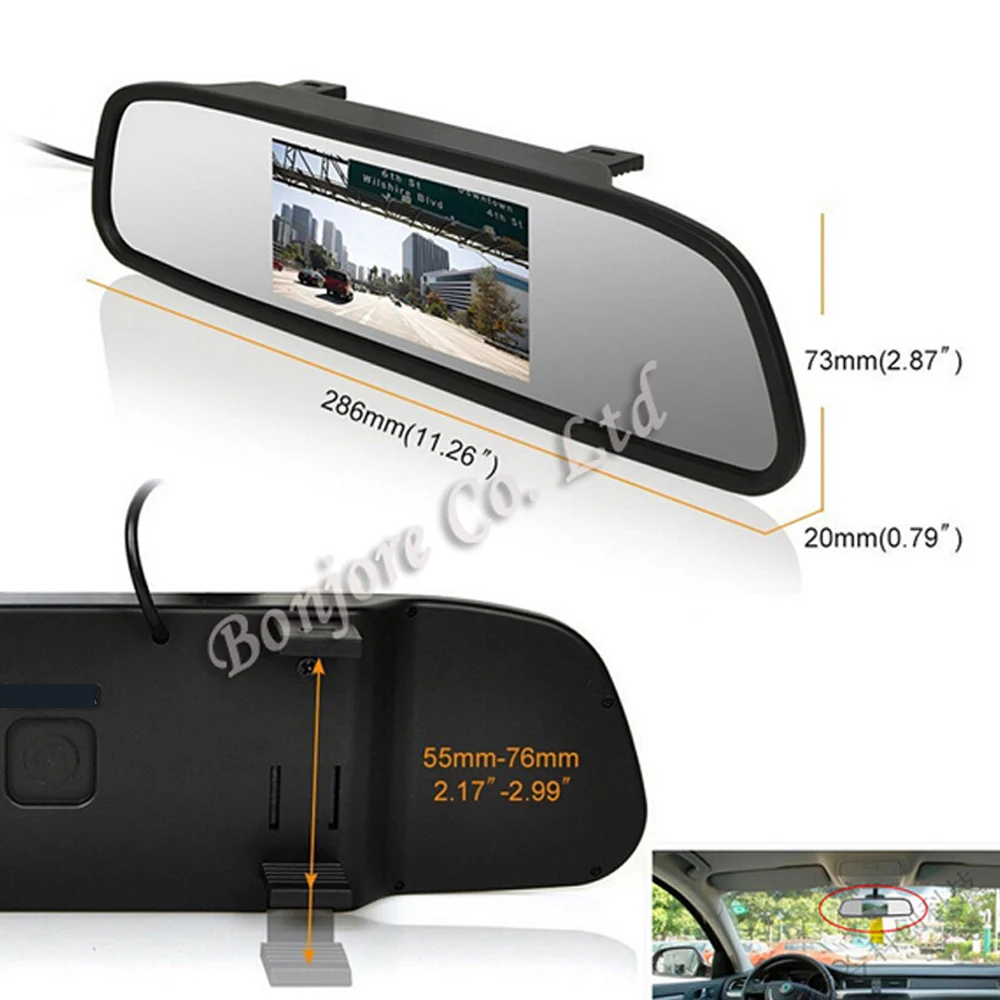 Dynamic trajectory Wireless 4.3-inch rear-view mirror display with car parking and reversing image camera integrated system 18.5