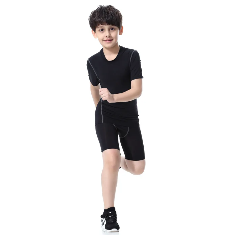 Children Kids Teens Girls Boys Running T-shirt Only Quick Dry Short Sleeves Tight Compression Sport Base Layer Tops Custom Logo