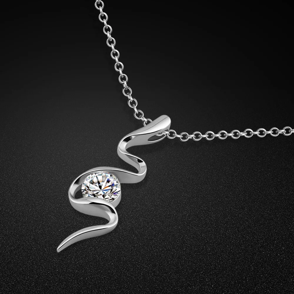 

Original 925 Silver Snake Drop Cubic Zirconia Pendant Necklace For Women Trendy Short Chain Neck Jewelry 46cm Gift