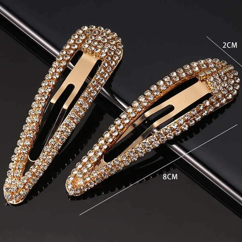 Rhinestone Crystal Snap Hair Clip Women Girls Hairgrips Party Prom Hair Jewellery Simple Hairpin