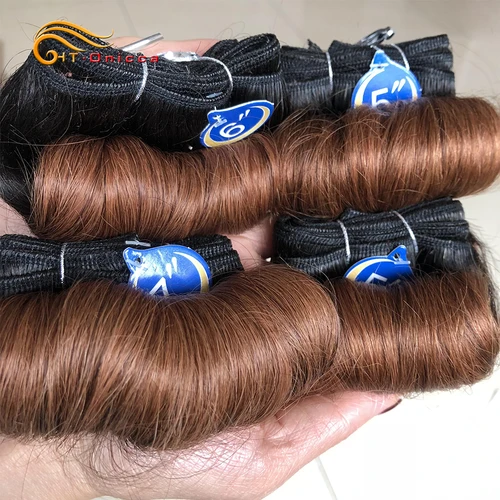 Imagen 2 del producto Extensiones de pelo ondulado brasileño 100% cabello humano 4 mechones Afro 1B 30 mechones Borgoña extensión de cabello 5 5 6 7 pulgadas cabello Remy