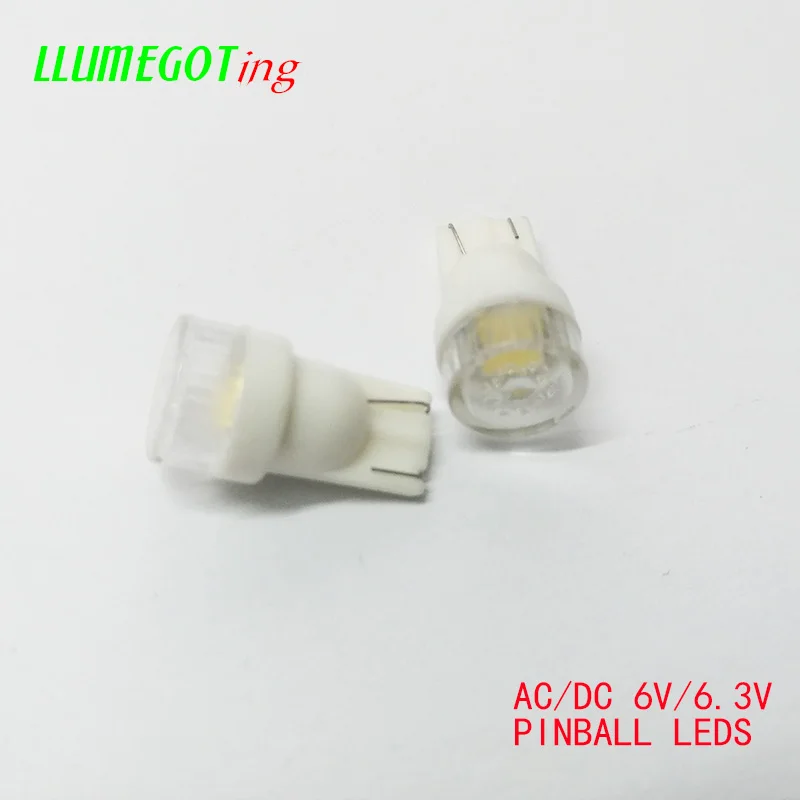 50pcs 194 T10 #555 Wedge Flat Len Dome 2x 5630SMD Various Color Non Polarity AC DC 6V 6.3V Pinball Game Machine Led Bulbs