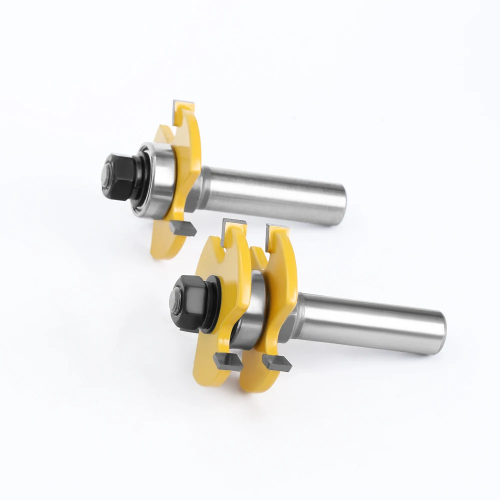 2pcs 12MM 1/2 Shank Tongue & Groove Joint Assemble Router Bits 3/4" stock T-Slot Tenon Milling Cutter for Wood Woodworking 03033
