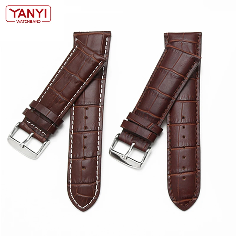 Genuine Leather Watch Strap 22mm 23 24 26mm 28mm watchband pin Clasp mens leather bracelet general watch band alligator grain