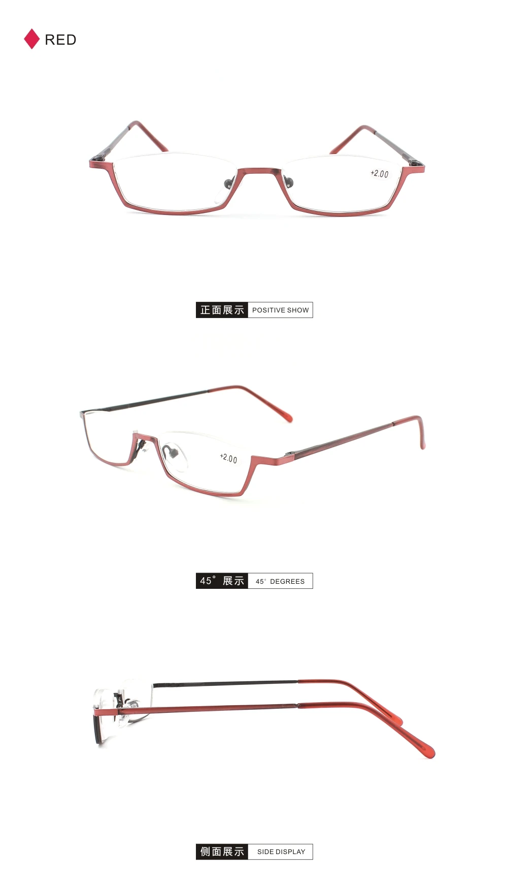 Lesebrille für Männer quadratische Legierung Brille Halb rahmen Beine können Draht ziehen Prozess erweitern – Detail 10