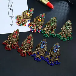 Retro Indian Bollywood Kundan Jhumka Jhumki Drop Earrings Gypsy Fashion Jewelry