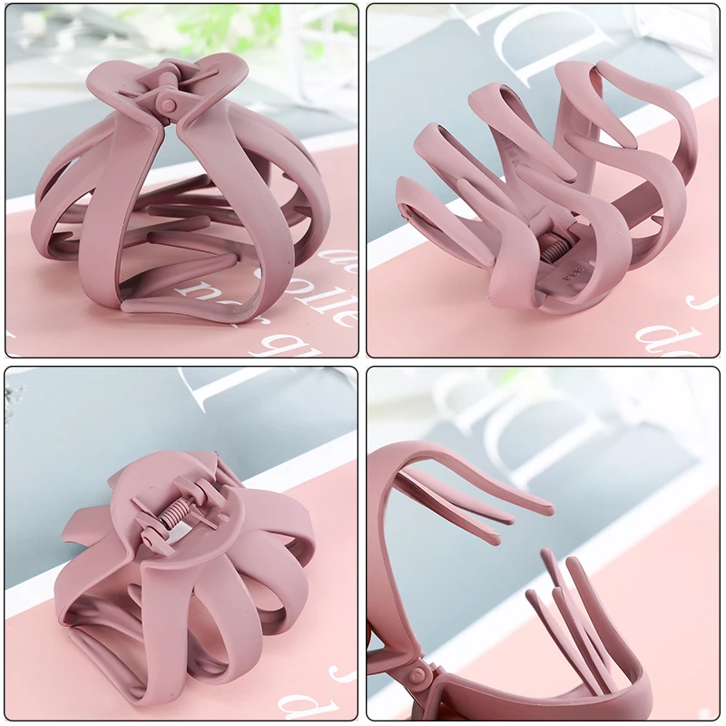 AWAYTR Solid Flower Hair Claws Elegant Frosted Acrylic Hair Clips Crab Hairpins Barrette for Women Girls Hair Accessories Bands