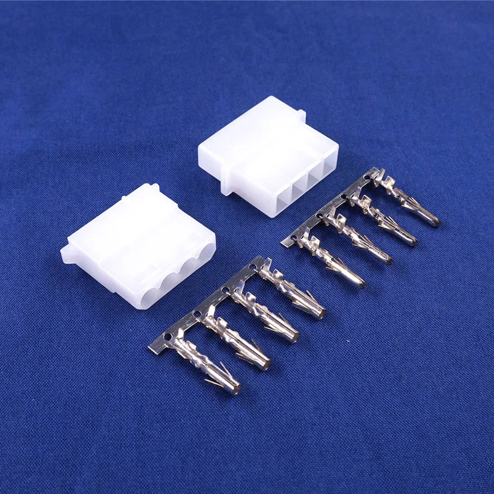 50 Sets Housing & Terminal ATX / EPS Molex 5.08 mm 4 Pin Male Plug Power Connector Male Contact Pin for ATX EPS Power Cable IDE