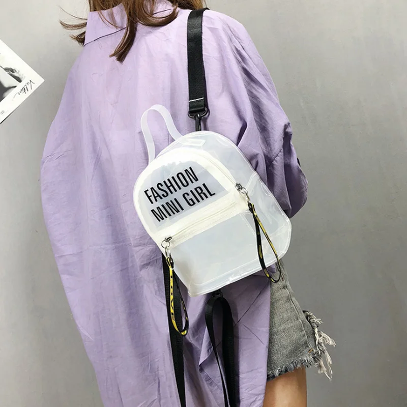 Waterproof transparent pvc backpack female student bag Korean fashion trend mini jelly small backpack female