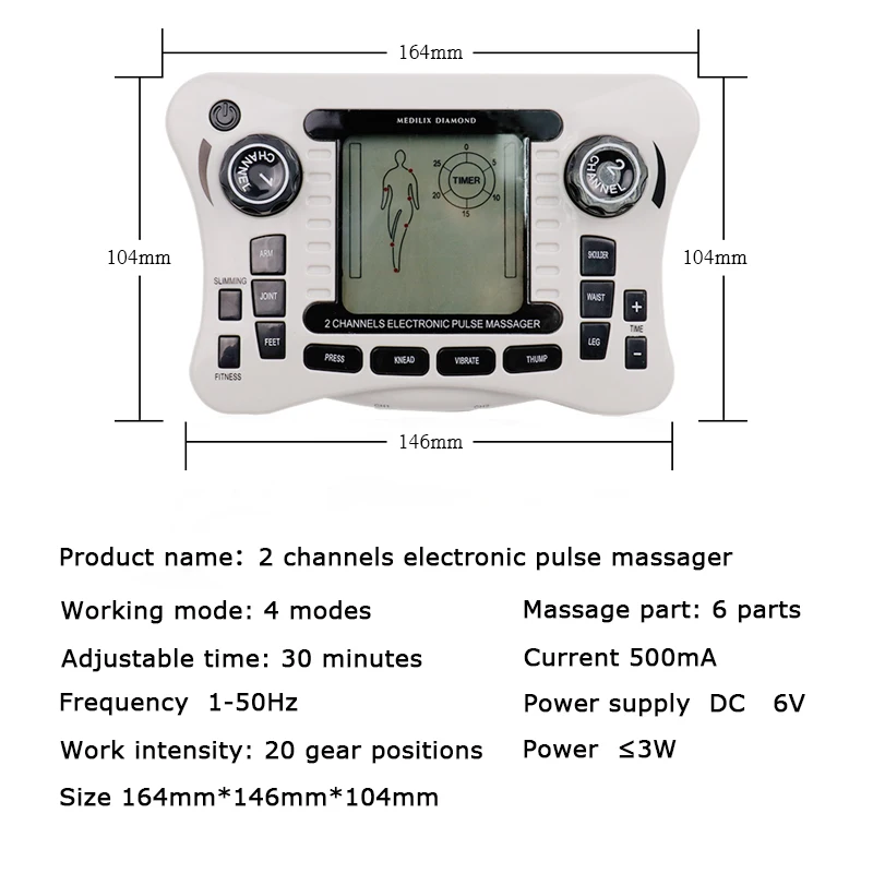 20 Levels Body Massage Electronic Slimming Pulse Massage Muscle Relax Pain Relief Stimulator Tens Acupuncture Therapy Machine