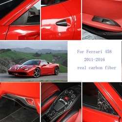 Na lata 2011-2016 Ferrari 458 panel zmiany biegów z prawdziwego włókna węglowego dekoracyjne naklejki na pokrywę wewnątrz i na zewnątrz akcesoria dekoracyjne