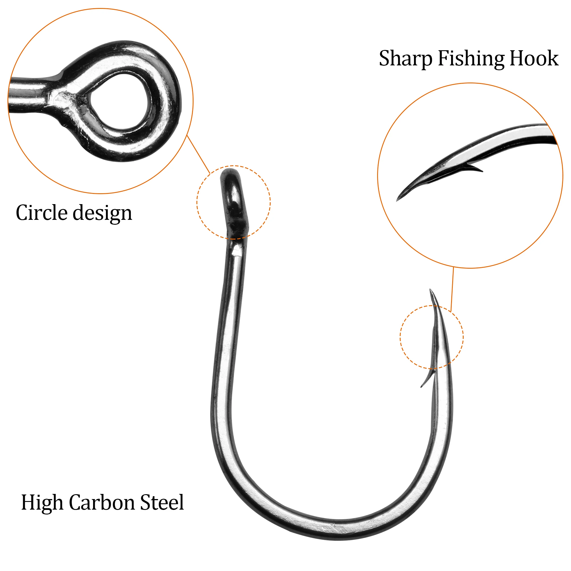 10pcs Circle Fishing Hooks Big Eye High Carbon Steel Hook For Soft Lure Freshwater Fishhooks For Spoon 9986 #4/0 #3/0