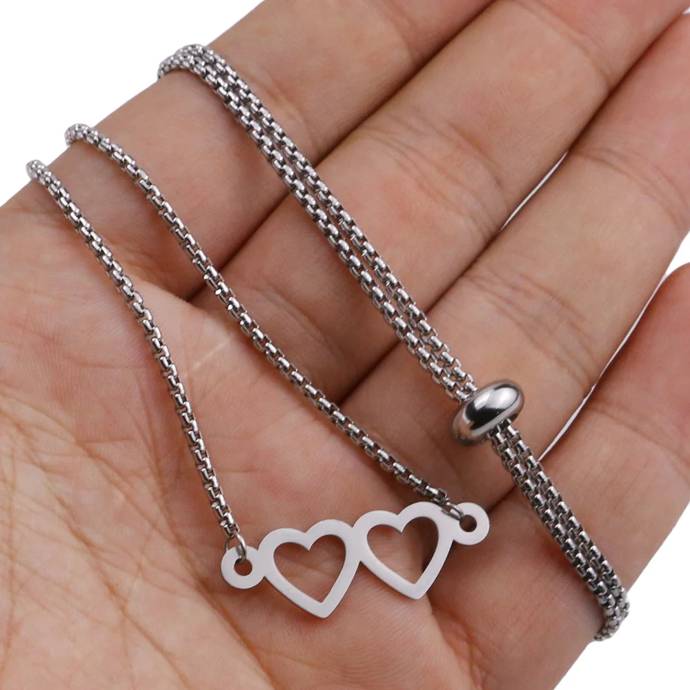 2pcs Stainless Steel Slider/Slide Extender Chain for Jewelry Making Necklace Gold Color Adjustable Connector Pendants Findings
