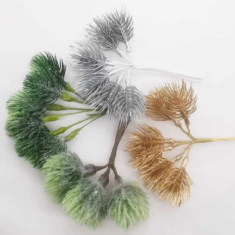 10 pcs DIY Various Artificial Flower Headdress Accessories Corsage Straw Hat Flower Wall Fleshy Flocking Iron Leaf Pine Branches