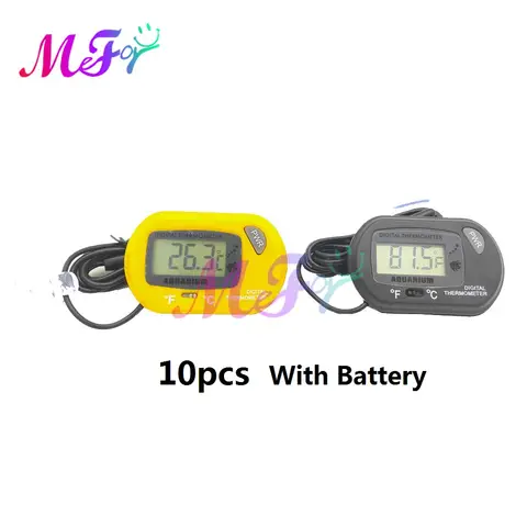 10개 -50°C~+70°C 배터리가 있는 디지털 온도계 미니 LCD 디스플레이 온도 측정기 냉장고 냉동고 수족관 미니 온도 게이지 1M 센서 프로브 생선