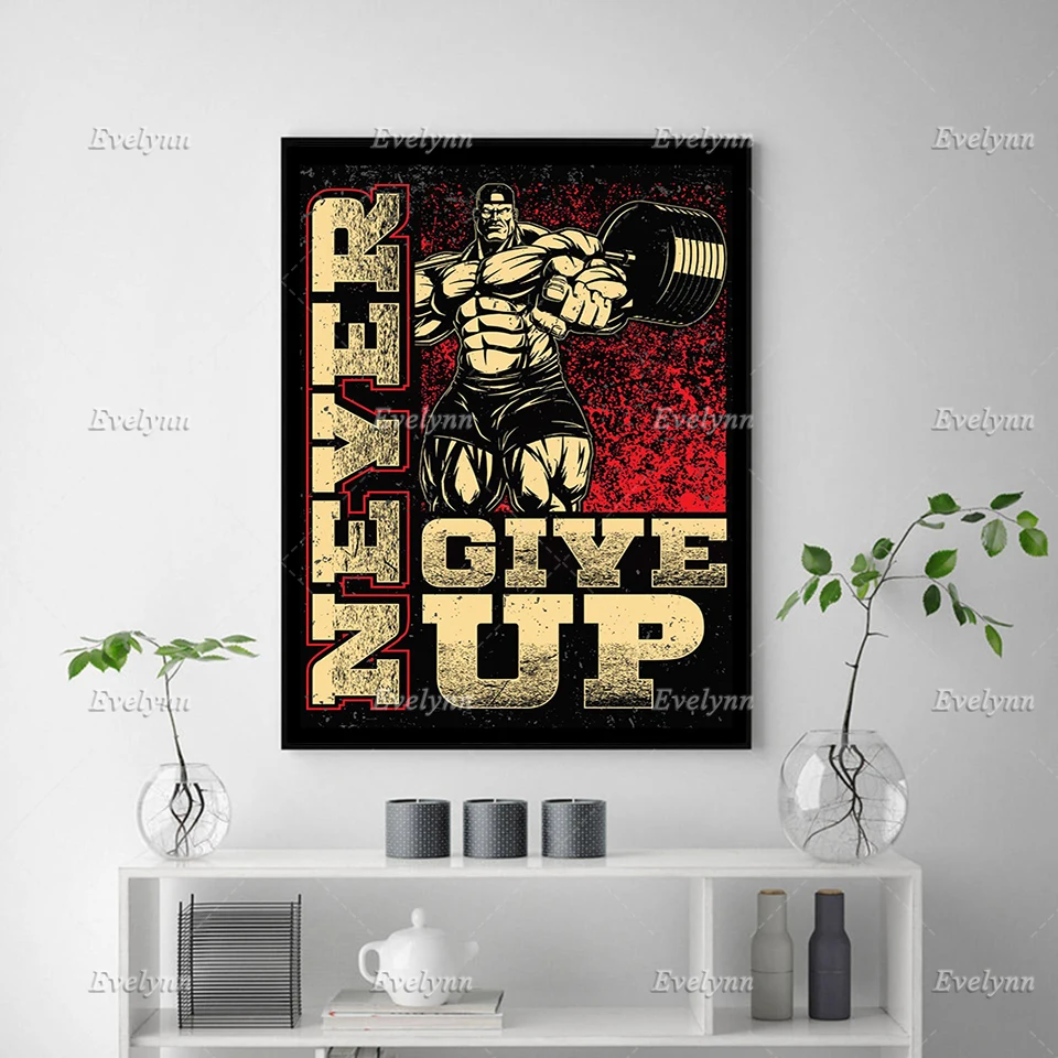 Never Give Up Workout Gym quote Posters And Prints Canvas Modern Wall Modular Pictures Floating Frame Office Home Decor Painting