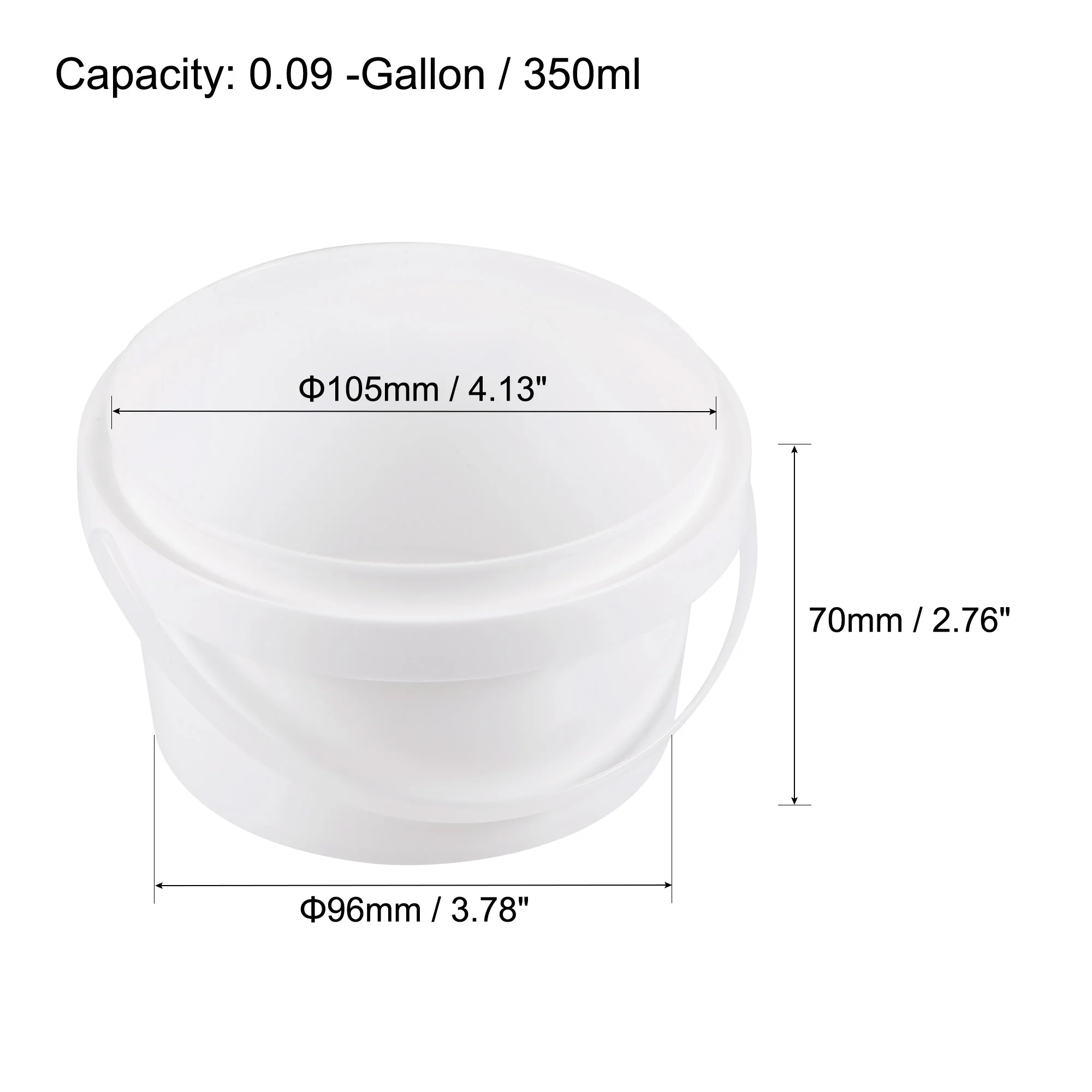 uxcell Plastic Paint Pail Multipurpose Container 0.09 -Gallon / 350ml White Paint Cup with Handle and Lid