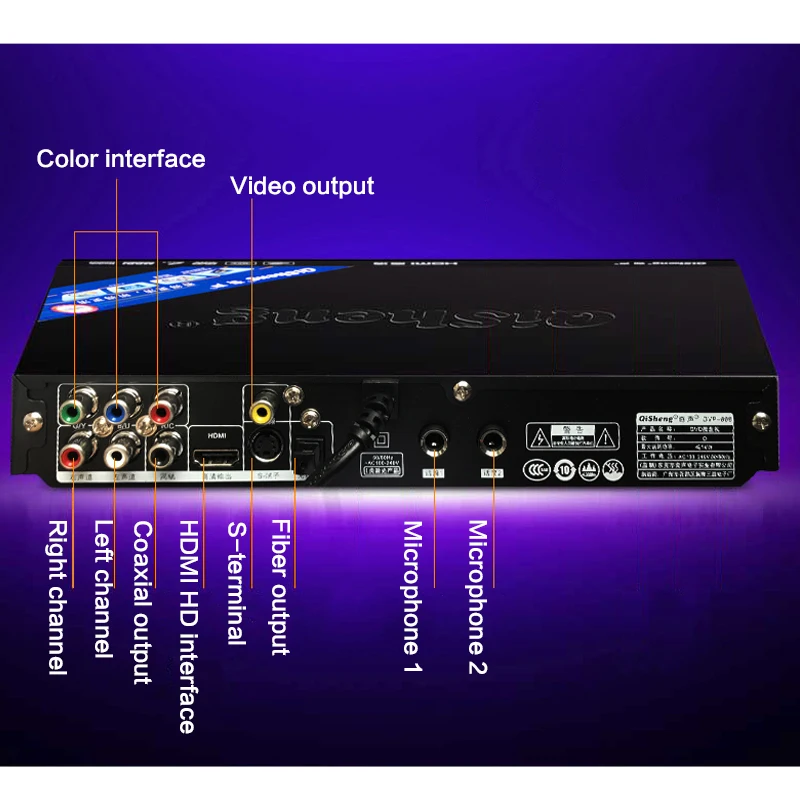 가정용 DVD 플레이어, 1080P TV HD 플레이어, DVP-808 광섬유 동축 멀티 포맷 디코딩, 듀얼 마이크 인터페이스, EVD 플레이어