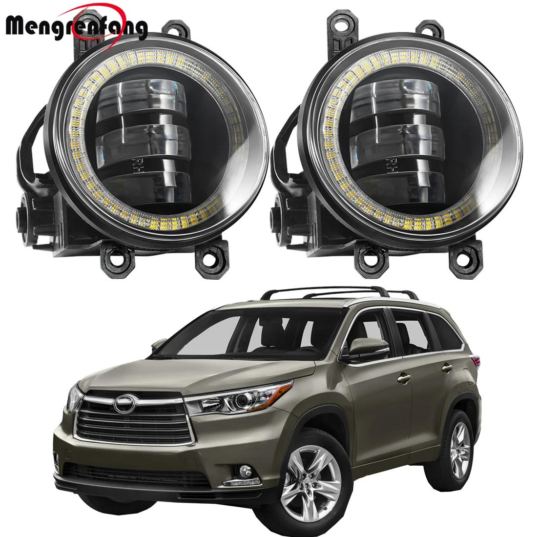 2 X LED Fog Light Assembly For Toyota Highlander Kluger 2014 2015 2016 30W 6000LM Car Angel Eye DRL Fog Daytime Running Lamp 12V