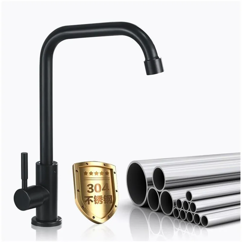 Durable Simple Kitchen Faucet Basin Sink Tap Single Cold Black Rotation Sink faucet Excellent Quality