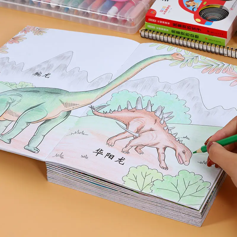 Juego de 6 libros para colorear para adultos y niños, libro para colorear de dinosaurios para niños pequeños, para aliviar el estrés y matar el