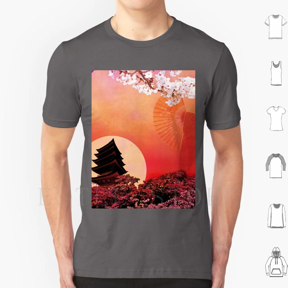 Japan T Shirt DIY Big Size 100% Cotton Japan Orange Flower White Red