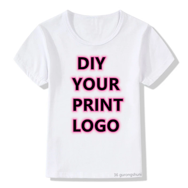 2021 Customized Print Tee Shirt Your Own Design Logo/Picture Custom Kids T-Shirt Plus Size T Shirt Girls Boys Birthday Tee