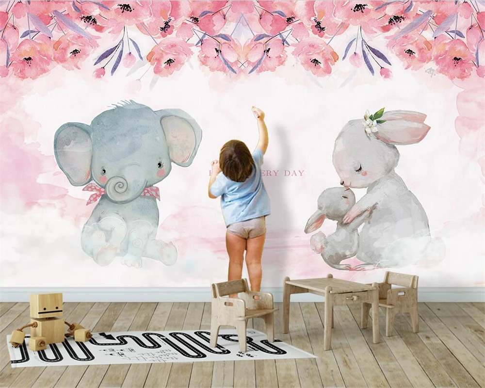 Beibehang papel de parede personnalisé moderne nordique papier peint peint à la main bois chambre d'enfants animal fond d'écran