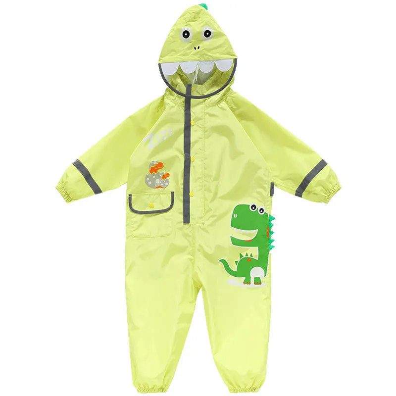 Cute Dinosaur Style Baby Jumpsuits Rain Coat Waterproof Polyester Raincoat Children Rainwear And Rain Pants Suit For Kids