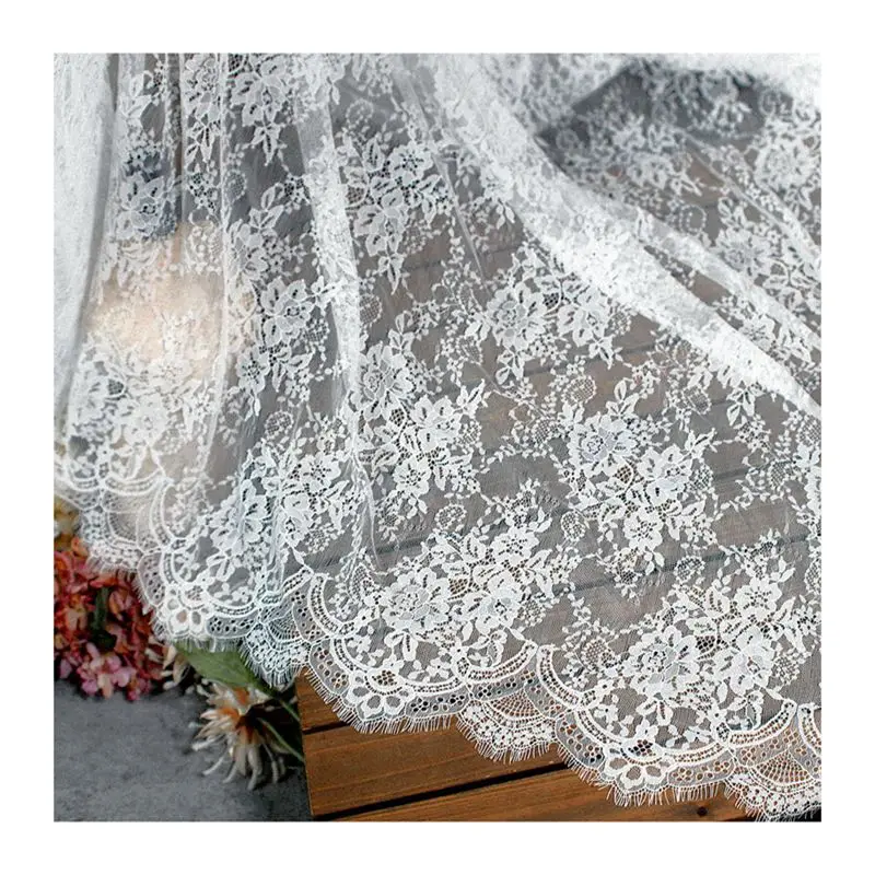 3Meter Exquisite Eyelash Lace 150CM White Lace Fabric Wedding Dress Sexy Lingerie DIY Clothes Accessory Wholesale Prices