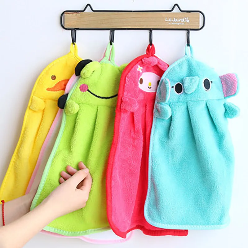 

Cute Cartoon Shape Coral velvet Towel household Bathroom kitchen hanging children Water absorption Towel