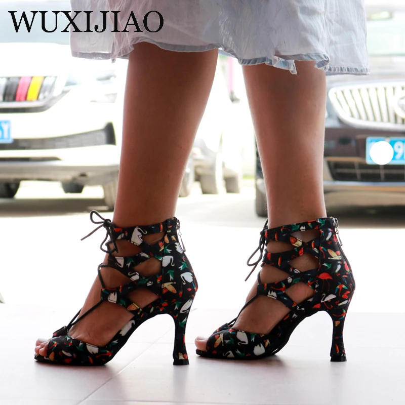 WUXIJIAO New Latin dance shoes women\'s Salsa ballroom dance shoes design unique performance dance shoes