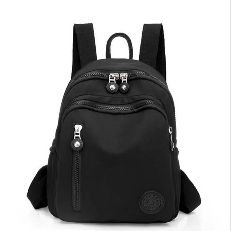 Hot Sale New Fashion High Quality Nylon Backpack Women\'s Casual Light Double Zipper Shoulder Bags School Bag Travel Bags