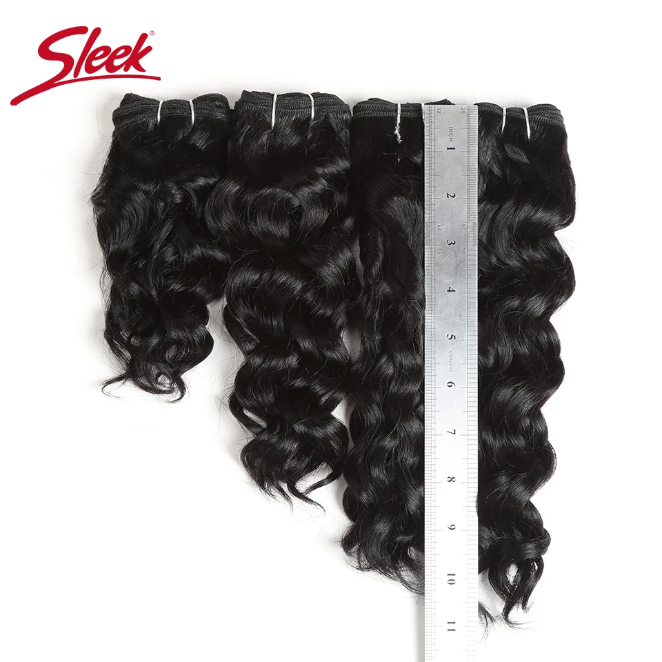 Sleek-Brazilian Water Wave Pacotes de cabelo humano, Double Drawn, Hair Weave Extension, 100% Cor Natural, 160g, 4Pcs, Frete Grátis