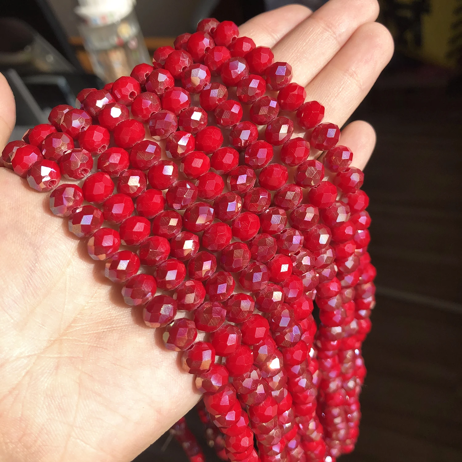 Faceted AB Red Plated Austria Crystal Glass Beads Loose Rondelle Beads for Jewelry Making Diy Bracelet Accessories 15\'\'Strands