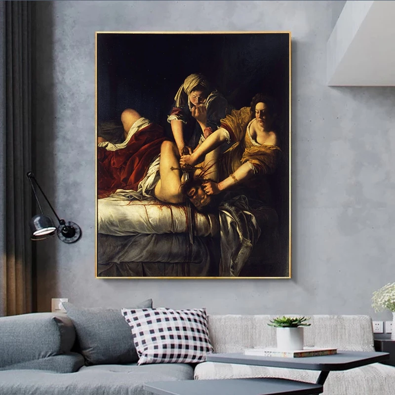 Judith Beheading Holofernes (Artemisia Gentileschi Gloss) Canvas Poster Decoration Painting