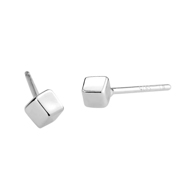 REETI 925 sterling silver Three-dimensional square Stud Earrings for Women Elegant Wedding Jewelry pendientes mujer moda 2019