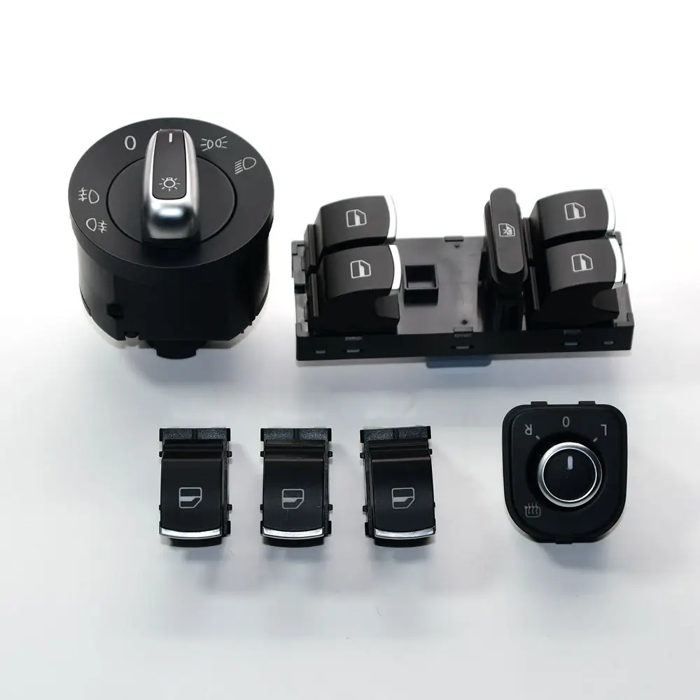 6 Pcs Chrome Headlight switch Without folding mirror switch For VW Golf MK5 Rabbit  Tiguan Passes B6 B7 CC 5ND941431B 5ND959565B