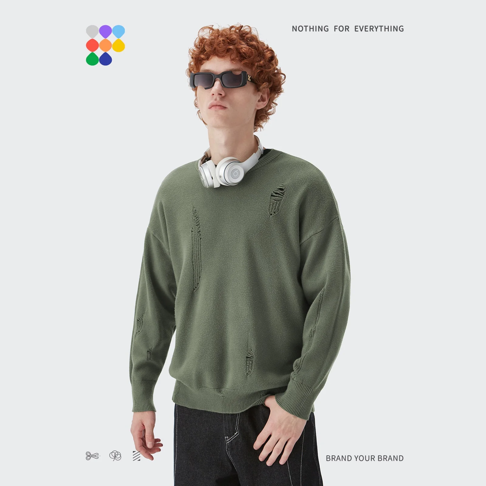 

Alt Basic Crewneck Knit Sweater For Women Jumpers 2021 Fall Fashion Ripped Oversized Sweater Men Hip Hop Pullovers Couple