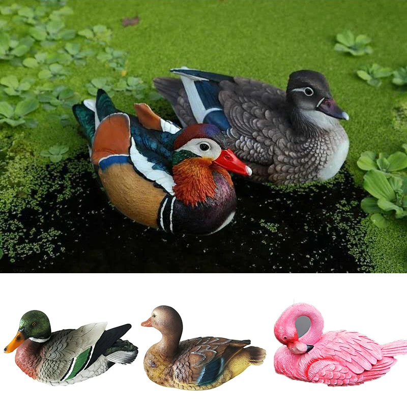 Swan Mandarin Duck Statue Hunting Shooting Decoy Garden Pool Pond Decors Flamingo Sculptures Artificial Animal Lawn Ornaments