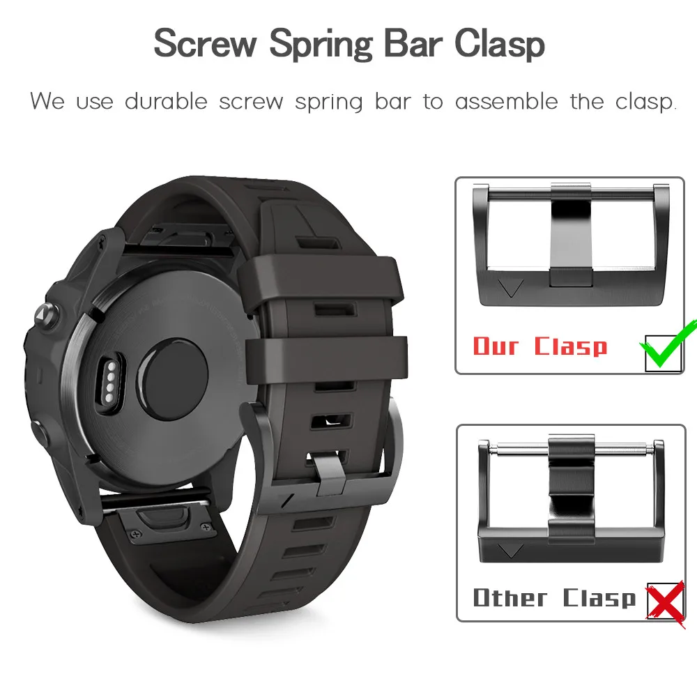ANBEST for Fenix 6X/6X Pro/Fenix 5X/5X Plus/Fenix 5S/5S Plus/3/3HR 20mm 22mm 26mm Silicone Quick Release Watchband Smartwatches